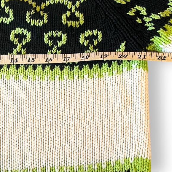 VTG Neon Green & Black Zip Neck Sweater | M - Picture 6 of 7